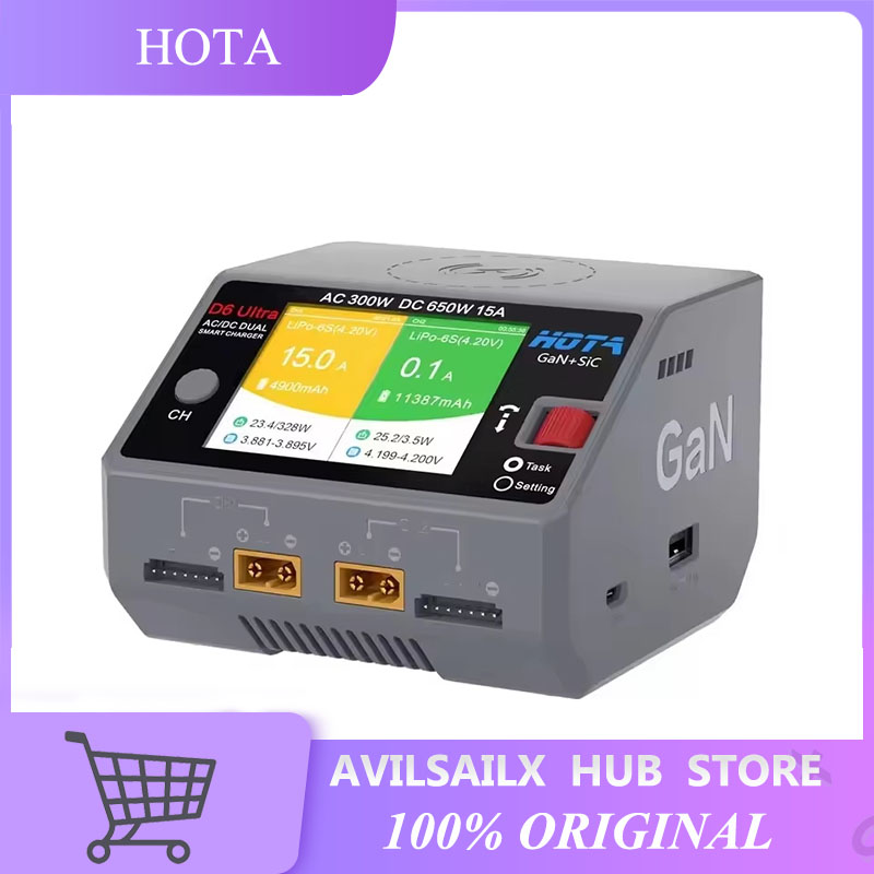 Balance Charger Rc - HOTA D6 Ultra GaN+SiC เครื่องชาร์จแบบสองช่องสัญญาณ AC300W
