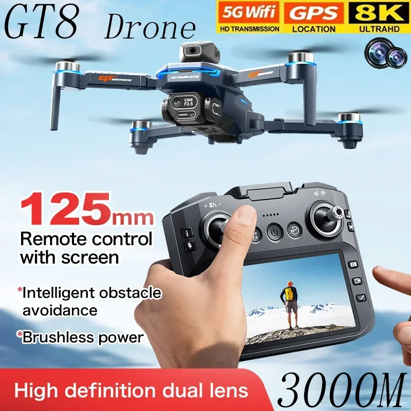 Dji Mini Drone - โดรน GT8 พร้อมระบบหลบหลีกสิ่งกีดขวาง หน้าจอ 4.3 นิ้ว